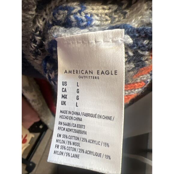 American Eagle Outfitters Southwest Print Grey Hoodie Sweater Crew Neck Men's L - Picture 10 of 10